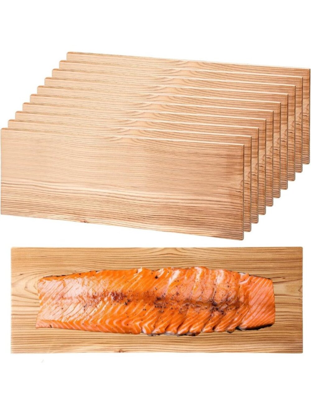 XL Cedar Plank Set for Grilling Salmon & Veggies - 10 Pcs, Easy Soak & Flavor